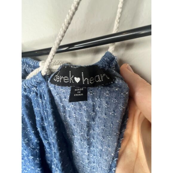 Derek Heart Blue Boho Lace Trim Halter Top - Size Small - Festival Peasant Style - Picture 2 of 3